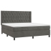 Cama box spring con colchón terciopelo gris oscuro 160x200 cm