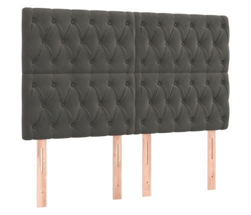 Cama box spring con colchón terciopelo gris oscuro 160x200 cm