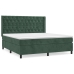 Cama box spring con colchón terciopelo verde oscuro 160x200 cm