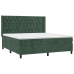 Cama box spring con colchón terciopelo verde oscuro 160x200 cm