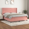 Cama box spring con colchón terciopelo rosa 160x200 cm