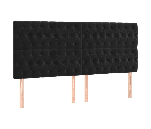 Cama box spring con colchón terciopelo negro 180x200 cm