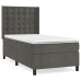 Cama box spring con colchón terciopelo gris oscuro 80x200 cm