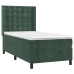 Cama box spring con colchón terciopelo verde oscuro 80x200 cm