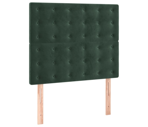 Cama box spring con colchón terciopelo verde oscuro 80x200 cm