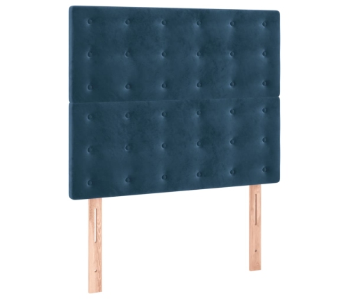 Cama box spring con colchón terciopelo azul oscuro 80x200 cm