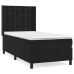 Cama box spring con colchón cuero sintético negro 90x190 cm