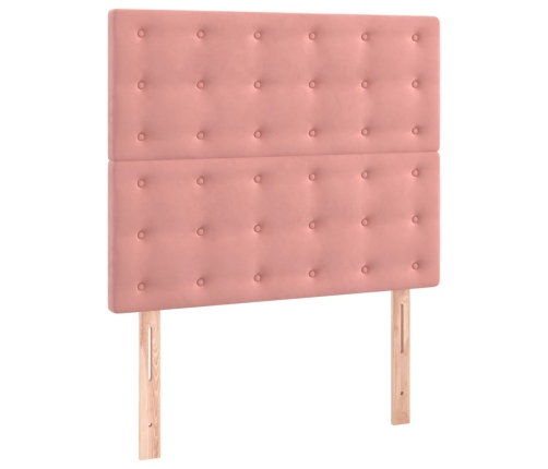 Cama box spring con colchón terciopelo rosa 90x190 cm