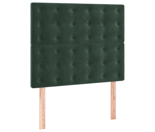 Cama box spring con colchón terciopelo verde oscuro 90x200 cm