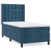 Cama box spring con colchón terciopelo azul oscuro 90x200 cm