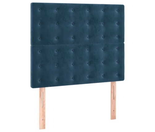 Cama box spring con colchón terciopelo azul oscuro 90x200 cm