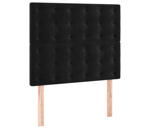 Cama box spring con colchón terciopelo negro 100x200 cm