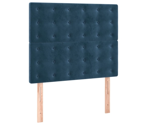 Cama box spring con colchón terciopelo azul oscuro 100x200 cm