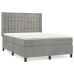 Cama box spring con colchón terciopelo gris claro 140x190 cm