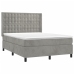 Cama box spring con colchón terciopelo gris claro 140x190 cm