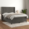 Cama box spring con colchón terciopelo gris oscuro 140x190 cm