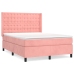 Cama box spring con colchón terciopelo rosa 140x200 cm