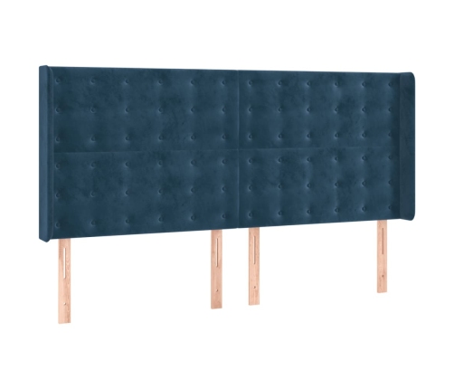 Cama box spring con colchón terciopelo azul oscuro 160x200 cm