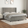 Cama box spring con colchón terciopelo gris claro 180x200 cm