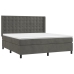 Cama box spring con colchón terciopelo gris oscuro 180x200 cm