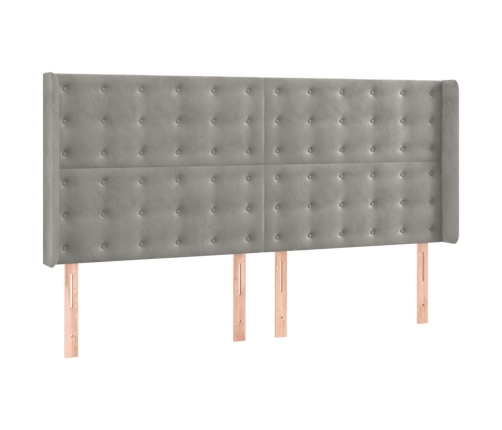 Cama box spring con colchón terciopelo gris claro 200x200 cm