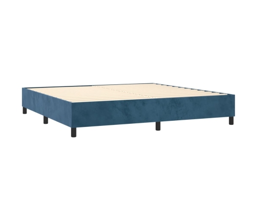 Cama box spring con colchón terciopelo azul oscuro 200x200 cm