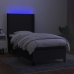 Cama box spring colchón y luces LED tela negro 80x200 cm