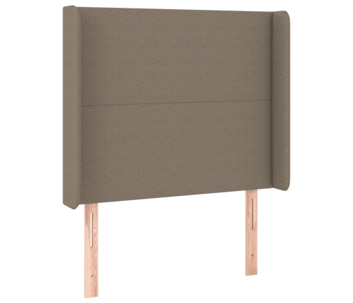 Cama box spring colchón y luces LED gris taupe 80x200 cm