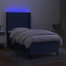 Cama box spring colchón y luces LED tela azul 80x200 cm