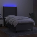 Cama box spring colchón y luces LED tela gris oscuro 90x190 cm