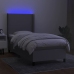 Cama box spring colchón y luces LED tela gris claro 90x200 cm