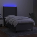 Cama box spring colchón y luces LED tela gris oscuro 90x200 cm