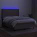 Cama box spring colchón y luces LED tela gris taupe 140x190 cm