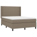 Cama box spring colchón y luces LED tela gris taupe 140x190 cm