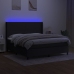 Cama box spring colchón y luces LED tela negro 160x200 cm