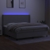 Cama box spring con colchón tela y LED gris claro 200x200 cm