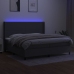 Cama box spring colchón y luces LED tela gris claro 200x200 cm