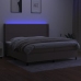 Cama box spring colchón y luces LED tela gris taupe 200x200 cm