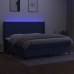 Cama box spring colchón y luces LED tela azul 200x200 cm