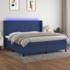 Cama box spring colchón y luces LED tela azul 200x200 cm