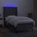 Cama box spring colchón y luces LED tela gris oscuro 80x200 cm