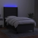 Cama box spring colchón y luces LED tela negro 80x200 cm