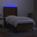 Cama box spring colchón y luces LED tela marrón oscuro 80x200cm