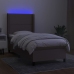 Cama box spring colchón y luces LED tela gris taupe 90x200 cm