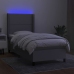 Cama box spring colchón y luces LED tela gris claro 100x200 cm