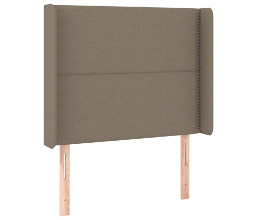 Cama box spring colchón y luces LED tela gris taupe 100x200 cm