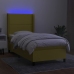 Cama box spring colchón y luces LED tela verde 100x200 cm