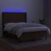 Cama box spring colchón luces LED tela marrón oscuro 140x190 cm