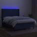 Cama box spring colchón y luces LED tela azul 140x190 cm