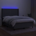 Cama box spring colchón y luces LED tela gris oscuro 140x200 cm